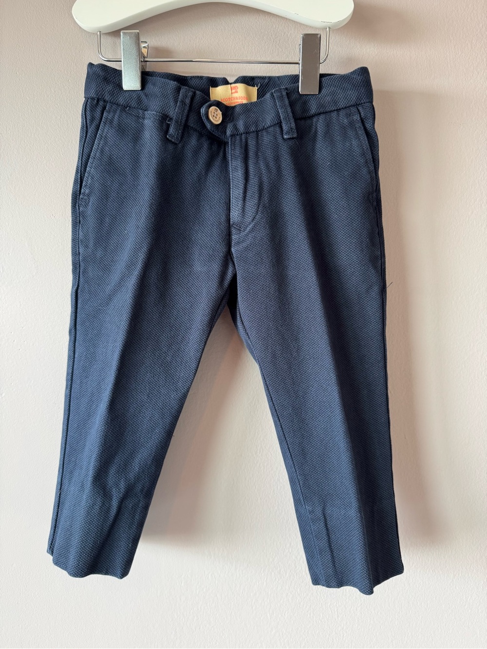 Scotch & Soda Toddler Boy Navy Blue Textured Cotton Trouser Pants Size 4T
